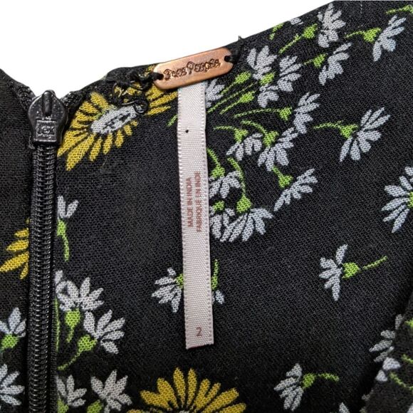 FREE PEOPLE Jinx Black Floral Print Tie-Front Romper - Picture 6 of 11